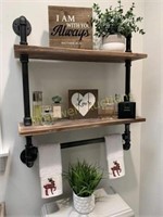 2-Tier Pipe Wall Shelves with Towel Bar