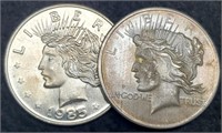 (2) Different 1 Troy Oz. Silver Liberty Head
