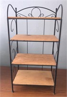 Wrought Iron & Wood 4 Shelf Stand