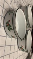 C11) Vintage enamel Christmas bowl set 
No big