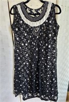 Newer Summer Dress Black Polka Dots Medium