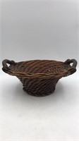 Beautiful Dark Wood Wicker Basket with Thick Wood