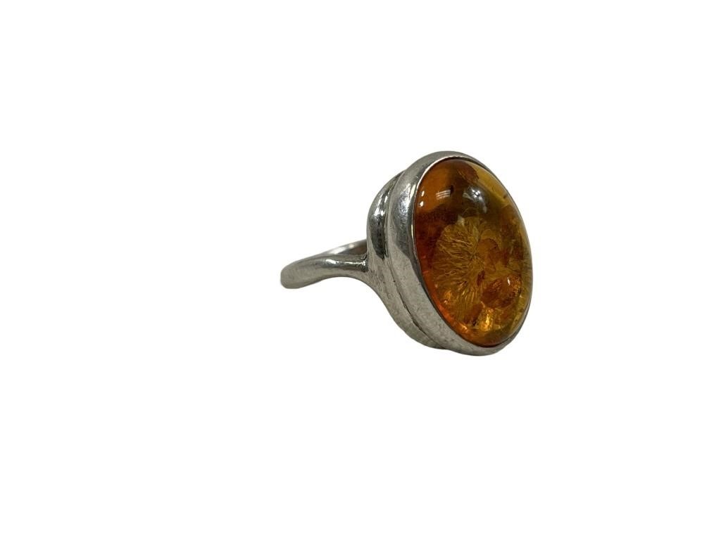.925 Silver & Amber Ring