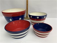 Set of four stars and stripes bowls