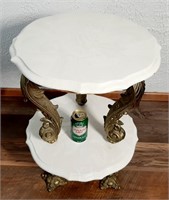 Table à 2 paliers style marbre et laiton 18"x27" *