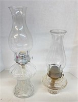 2 Pcs. Clear Glass Oil Lamps