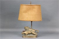 Metal lamp of Lion and Leopard
