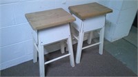 two wood stools