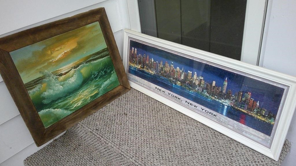 waves oil painting, New York framed puzzle