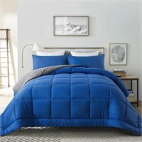 (N) King Size - Royal Blue/Gray Comforter Set -All