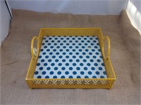Square Handled Metal & Glass Tray - New