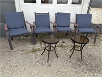 Coleman outdoor patio chairs, and side tables