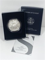 2008-W Burnished Silver Eagle with Box & COA