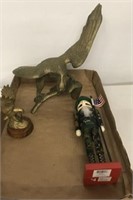 TRAY- BRASS EAGLES, MILITARY NUT CRACKERS