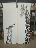 Mama and baby giraffe canvases, set of two,