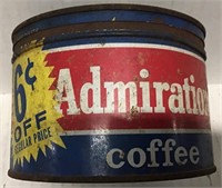 ANTIQUE METAL ADMIRATION COFFEE CAN