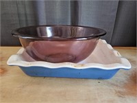 Stoneware Baking Dish, Purple Clear Glass Bowl