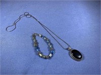 (3 PCS) CHAIN MARKED .925, 29" LONG WITH PENDANT;