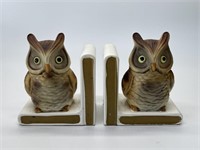 Vintage Lefton Ceramic Owl Bookends 6in T x 3in D