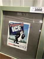 Hamm's Ice framed ad, 11 x 12.5