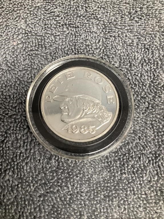 1985 Pete Rose "Hit #4192" 1 Troy oz Silver Coin