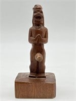 VTG Wood Male Phallus Fertility Statue 4-5"