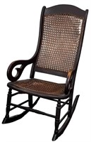 Vtg Wood & Wicker Rocking Chair