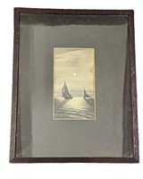 Vintage Painting on Wood Sailboat