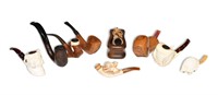 Collection of 9 Meerschaum & Burl / Briar Pipes