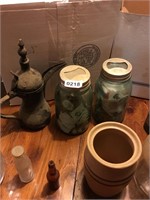 Assorted lot of containers, bottles & jars