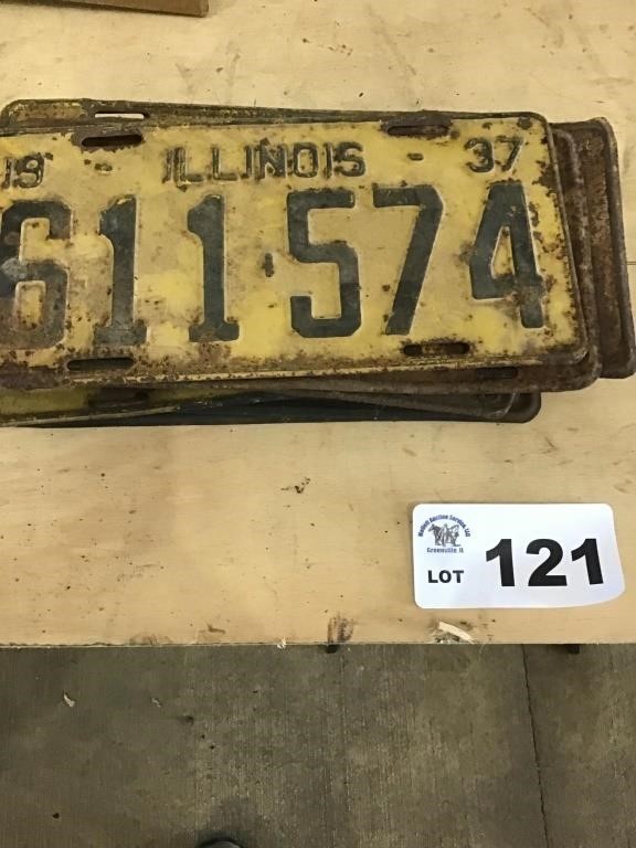 6 PAIRS, 3 SINGLES 1930s LICENSE PLATES