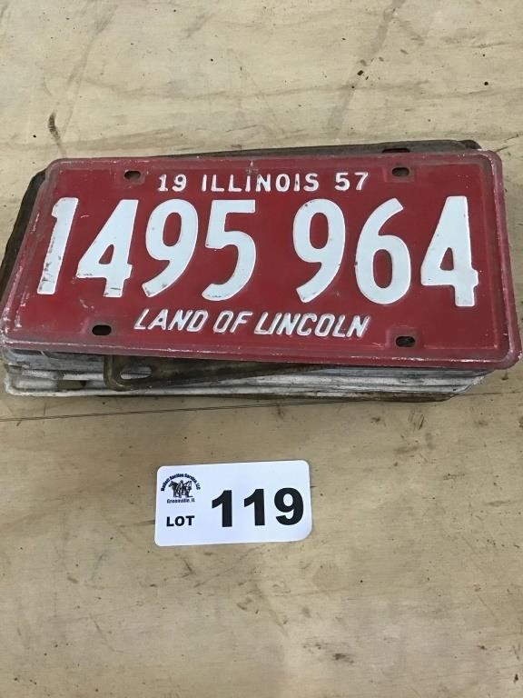 8 PAIRS, 8 SINGLES 1950 s LICENSE PLATES