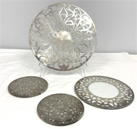 Sterling Silver and Glass Trivets