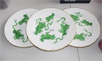 Three Wedgwood 'Green Tigers'  display plates