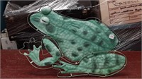 Metal garden frog on stand 22 in by 15 in