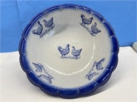 Large Blue & White Chicken Bowl