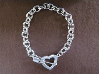 ARROW THRU HEART LINK STAMPED 925 BRACELET