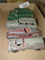 5 vintage Tootsie Toy metal cars / trucks & 1