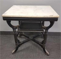 Victorian marble top lamp table with lower shelf