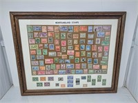 Stamps of Newfoundland - in frame. 22 1/2" l x