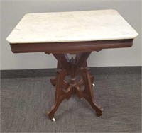 Victorian marble top lamp table - 28 1/4" x 20" x