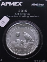 CANADA HOWLING WOLVES 3/4 OZ .9999 SILVER