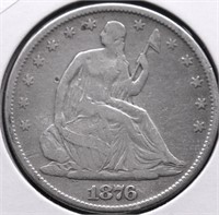 1876 SEATED HALF DOLLAR VF