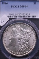 1886 PCGS MS64 MORGAN DOLLAR