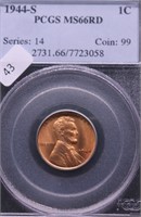 1944 S PCGS MS66 RED LINCOLN CENT