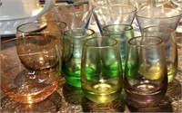 Assortment of Colored Shot Glasses and Others