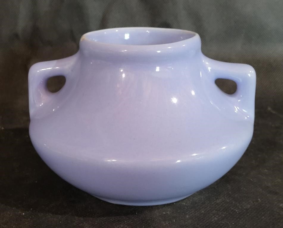 VTG Light Blue Double Handled Pottery Vase
