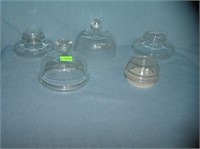 Group of vintage glass storage jar lids