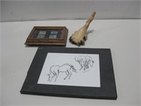 Framed Horse Pins, Wood & Original Art See Info