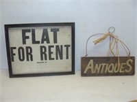 For Rent and Antique Sign